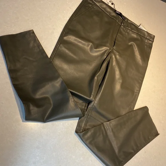 New Zara Forest Green Faux Leather Skinny Legging Pants Size L Wtags green⭐️⭐️⭐️ - Picture 14 of 17